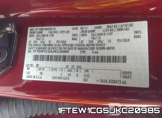 1FTEW1CG5JKC20985 фото 10