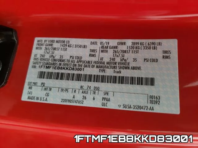 1FTMF1EB8KKD83001 фото 2