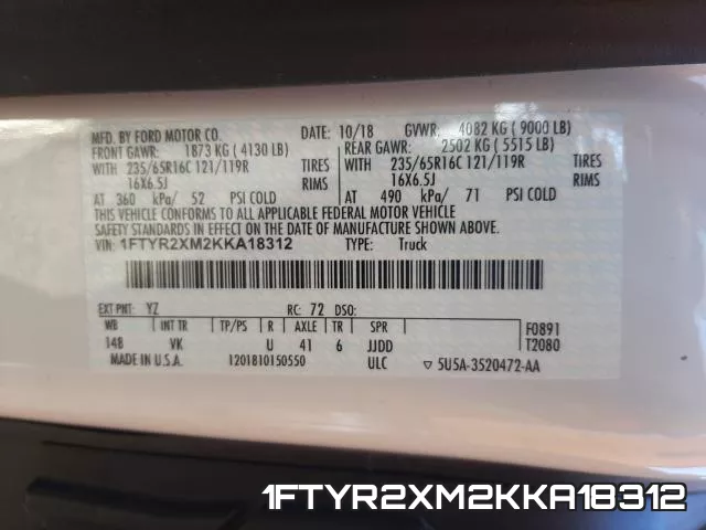 1FTYR2XM2KKA18312 фото 2