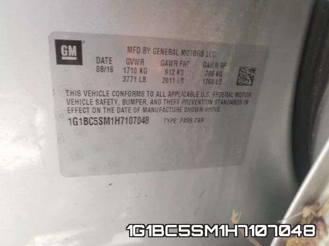 1G1BC5SM1H7107048 фото 2
