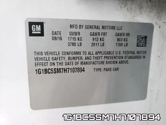 1G1BC5SM7H7107894 фото 2