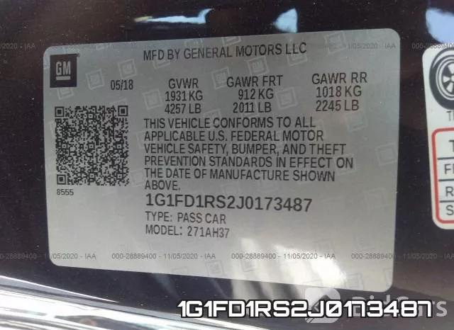 1G1FD1RS2J0173487 фото 9