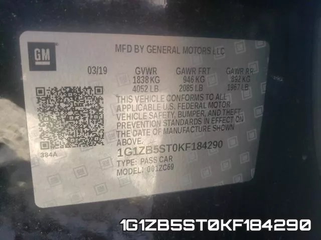 1G1ZB5ST0KF184290 фото 2