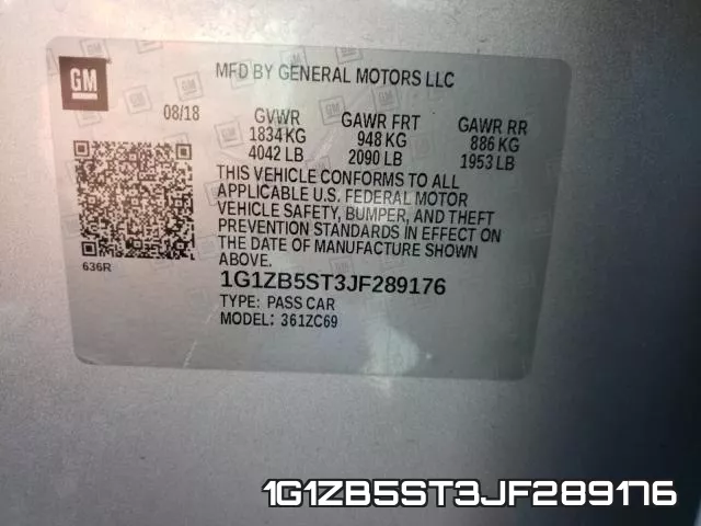 1G1ZB5ST3JF289176 фото 2