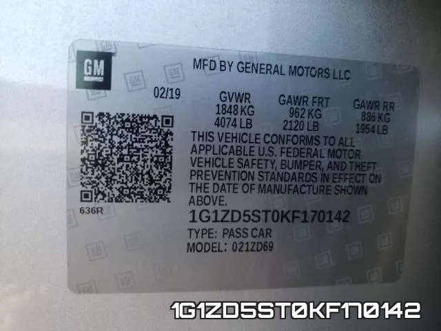 1G1ZD5ST0KF170142 фото 2