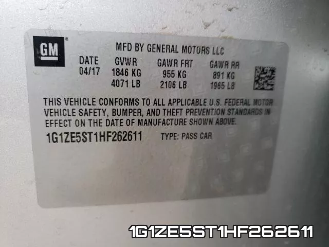1G1ZE5ST1HF262611 фото 2