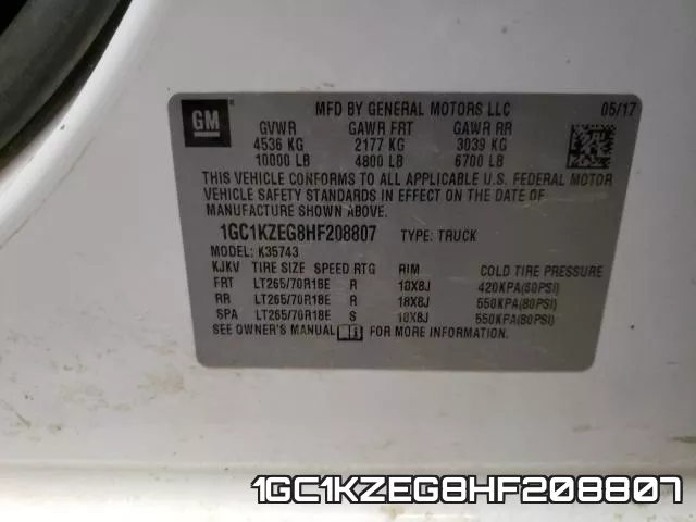 1GC1KZEG8HF208807 фото 2