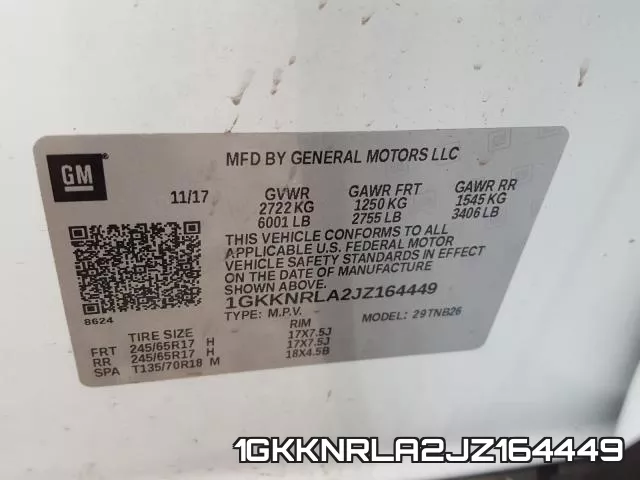 1GKKNRLA2JZ164449 фото 2
