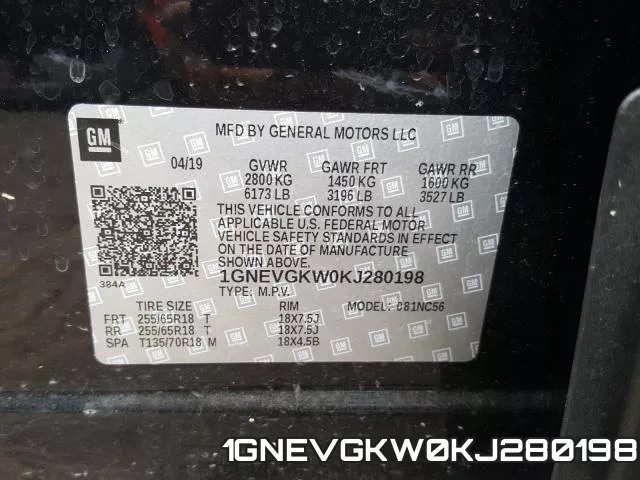 1GNEVGKW0KJ280198 фото 2
