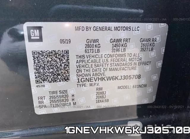 1GNEVHKW6KJ305708 фото 9