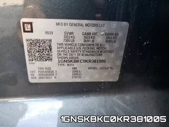 1GNSKBKC0KR381005 фото 2