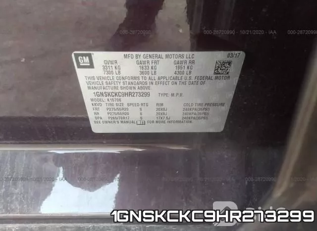 1GNSKCKC9HR273299 фото 9