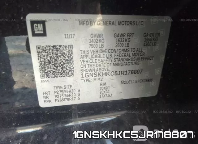 1GNSKHKC5JR178807 фото 10