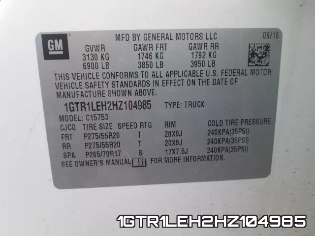 1GTR1LEH2HZ104985 фото 2