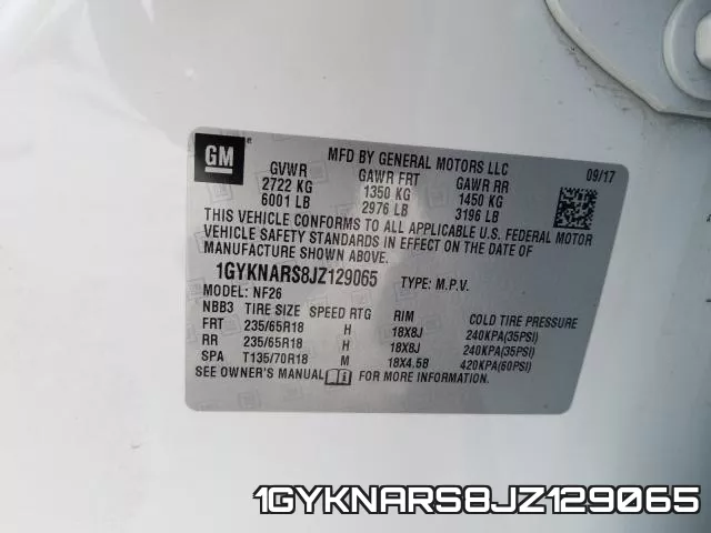1GYKNARS8JZ129065 фото 2