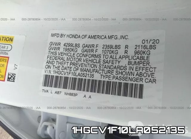 1HGCV1F10LA052135 фото 10