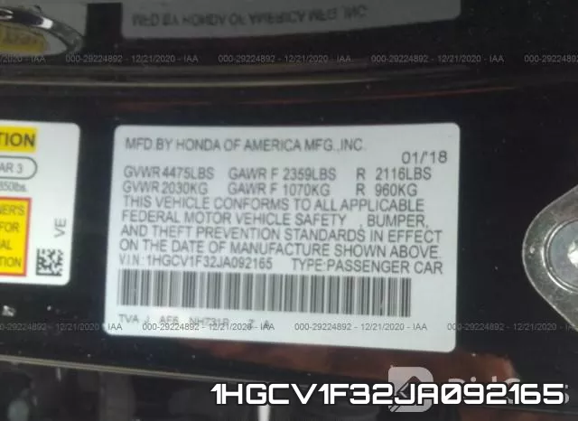 1HGCV1F32JA092165 фото 10