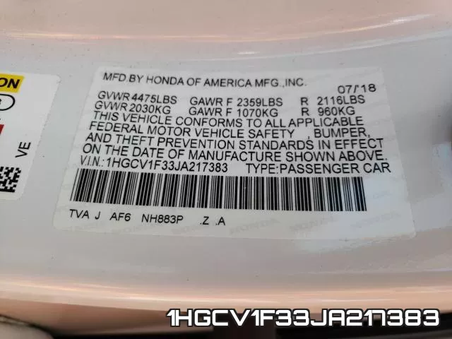 1HGCV1F33JA217383 фото 2