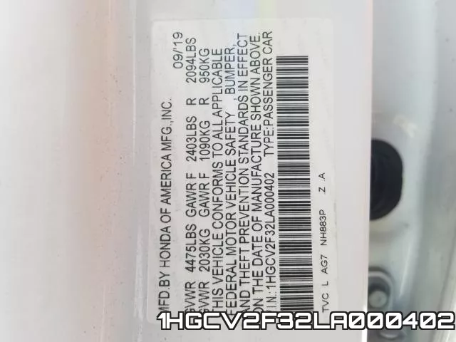 1HGCV2F32LA000402 фото 2