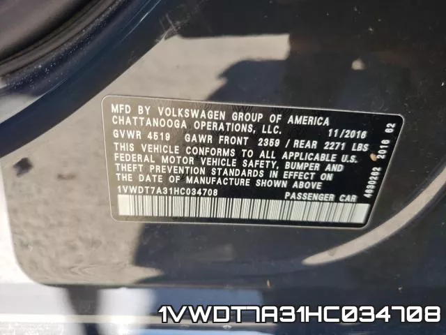 1VWDT7A31HC034708 фото 2