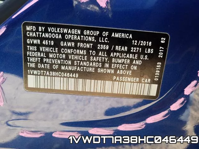 1VWDT7A38HC046449 фото 2