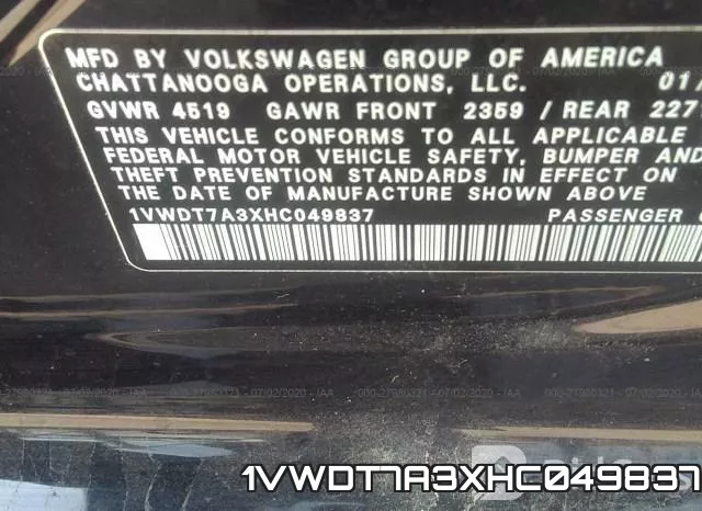 1VWDT7A3XHC049837 фото 10