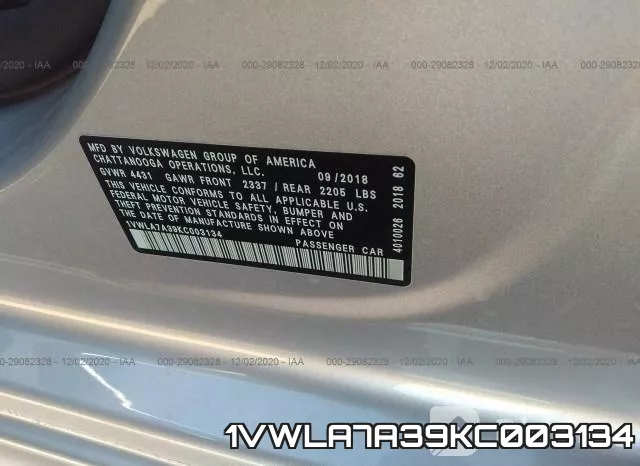 1VWLA7A39KC003134 фото 10