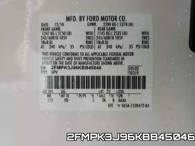 2FMPK3J96KBB45046 фото 2