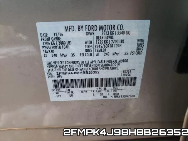 2FMPK4J98HBB26352 фото 2