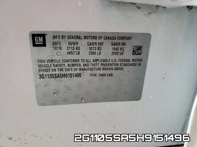 2G1105SA5H9151496 фото 2