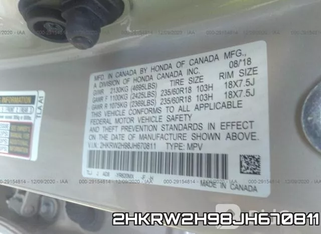 2HKRW2H98JH670811 фото 9