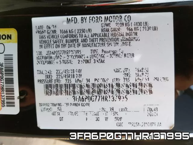 3FA6P0G77HR137995 фото 2