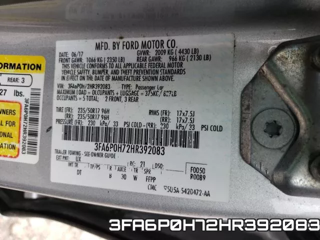 3FA6P0H72HR392083 фото 2