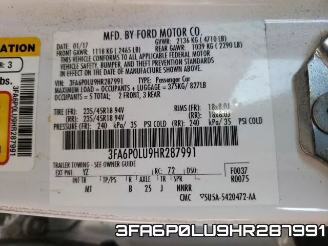 3FA6P0LU9HR287991 фото 2