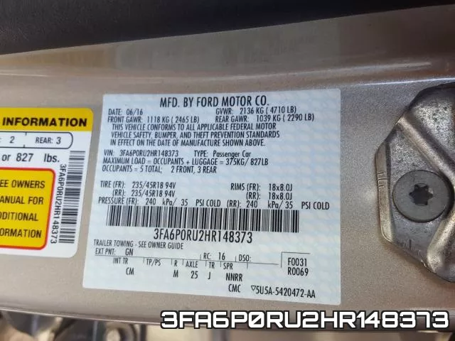 3FA6P0RU2HR148373 фото 2