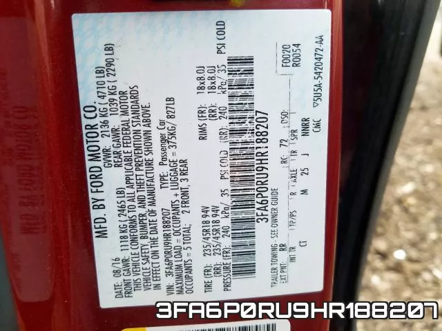 3FA6P0RU9HR188207 фото 2