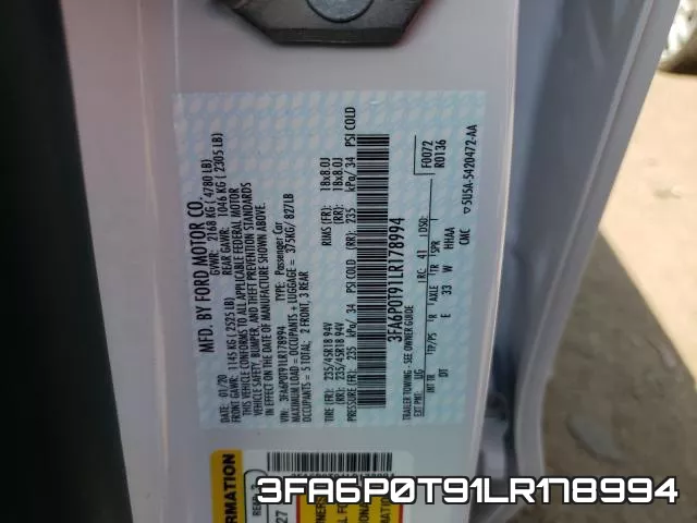 3FA6P0T91LR178994 фото 2