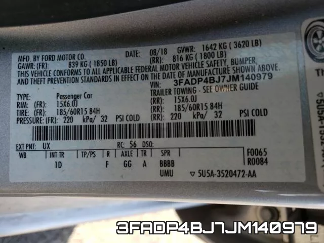 3FADP4BJ7JM140979 фото 2