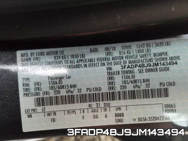 3FADP4BJ9JM143494 фото 2