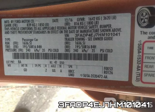 3FADP4EJ7HM101041 фото 10