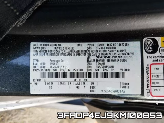 3FADP4EJ9KM100853 фото 2