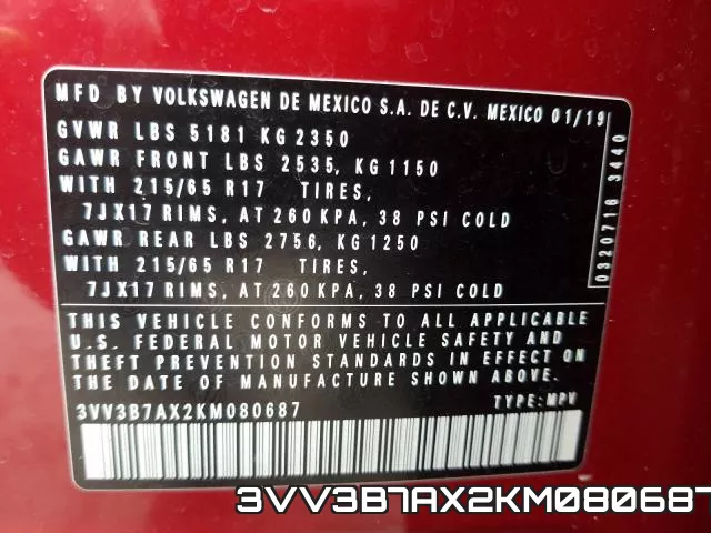 3VV3B7AX2KM080687 фото 2
