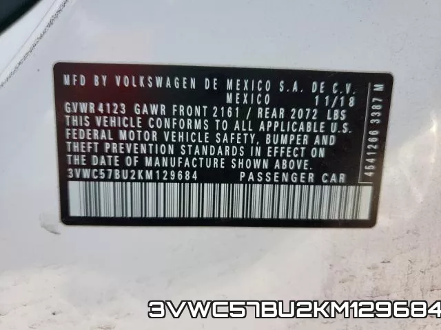 3VWC57BU2KM129684 фото 2