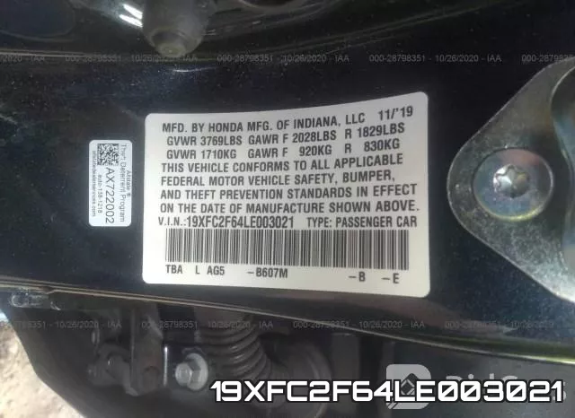 19XFC2F64LE003021 фото 9
