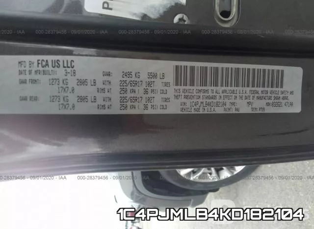 1C4PJMLB4KD182104 фото 9