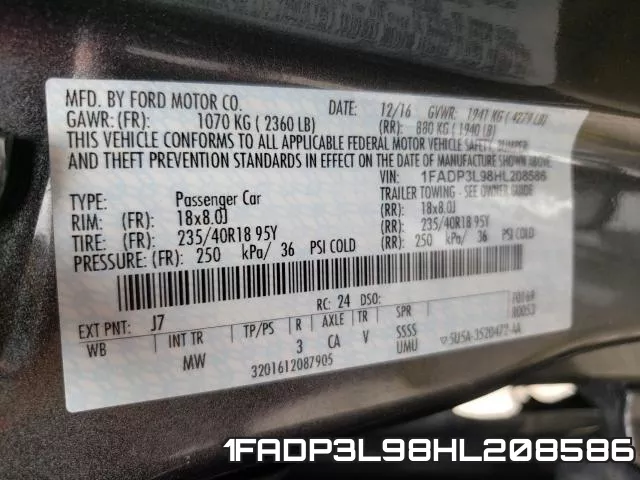 1FADP3L98HL208586 фото 2