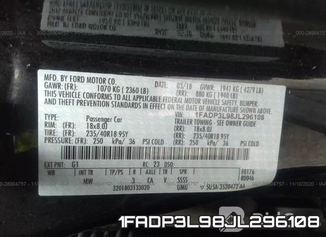 1FADP3L98JL296108 фото 8