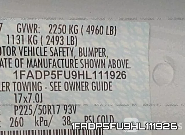1FADP5FU9HL111926 фото 10
