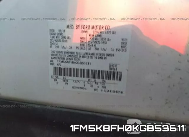 1FM5K8FH0KGB53611 фото 9