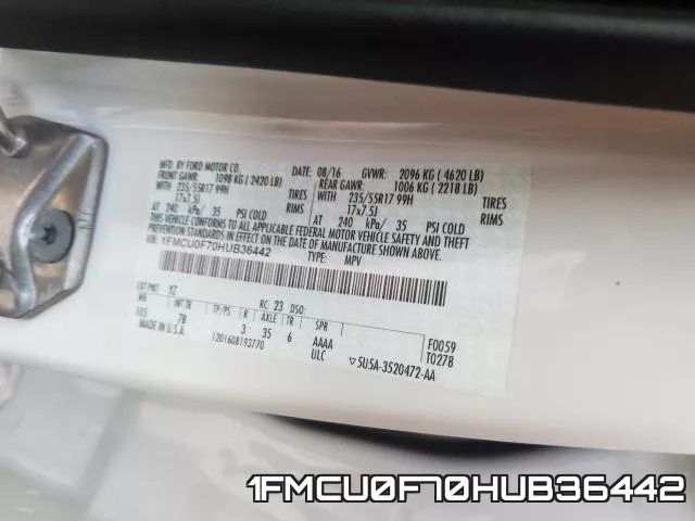 1FMCU0F70HUB36442 фото 2